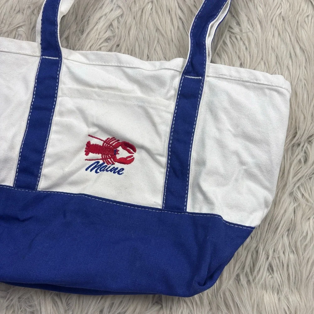 Unbranded Lobster Embroidered Canvas Tote Bag Blue White Coastal Preppy Nautical